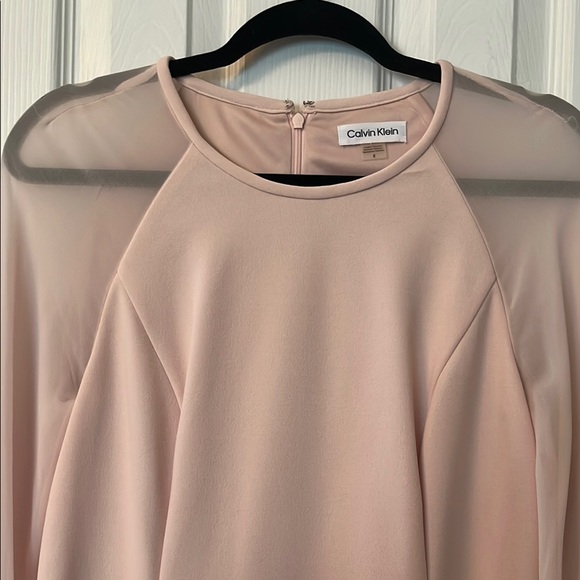 Calvin Klein Pink A-Line Long Sleeve Dress Sz 8 - Picture 4 of 5